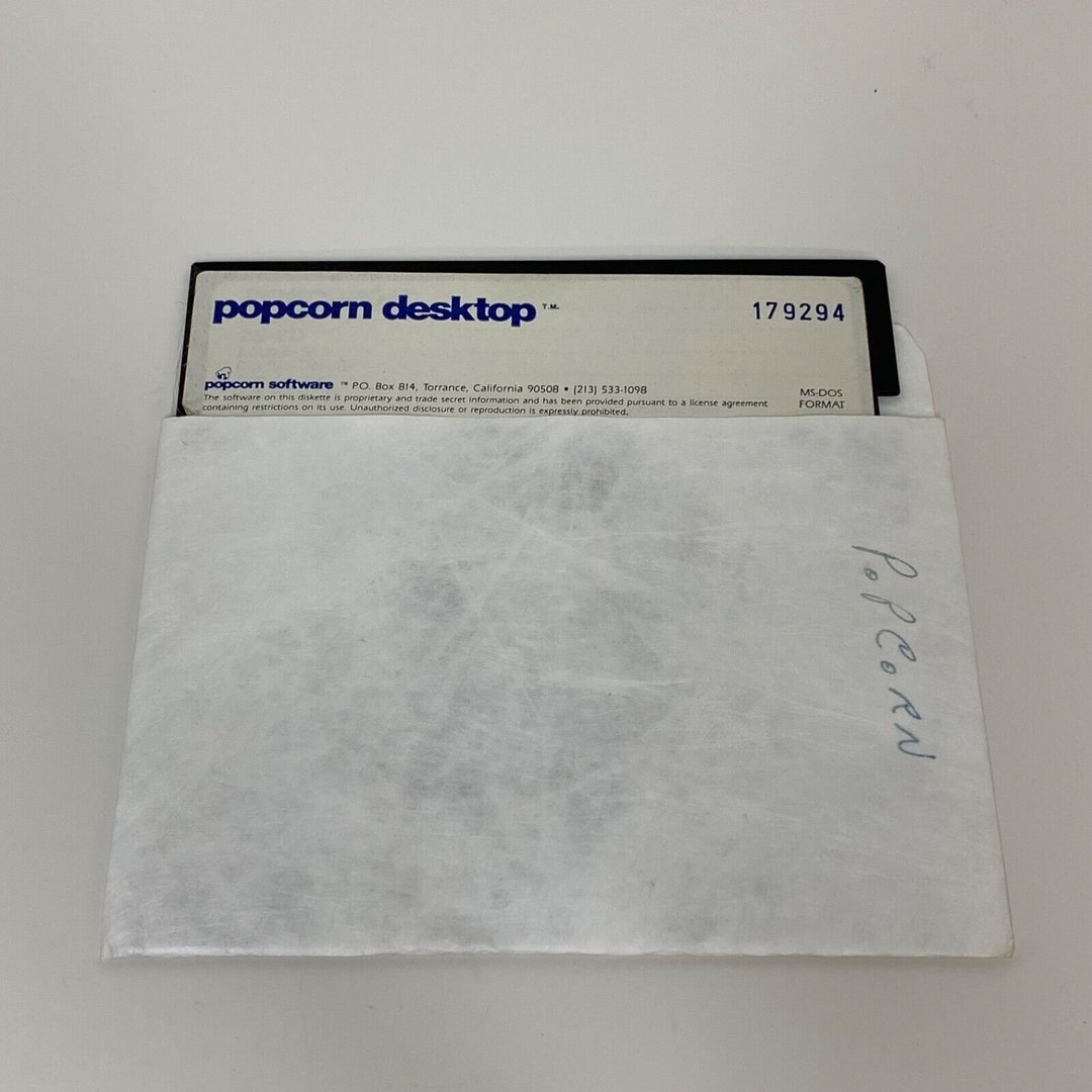Popcorn Desktop Software 5.25 Disk Ms-dos 179294 Vintage - Etsy
