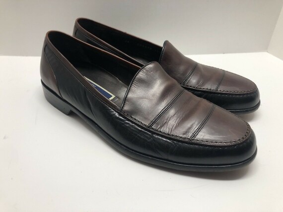 BRAGANO Mens 10.5 M English Calf Black & Brown Lea