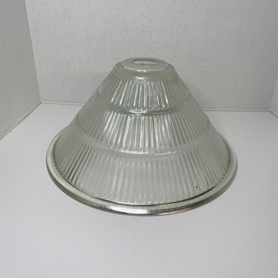 Vintage Glass Ribbed Lamp Light Shade 14 3/4 Diameter Etsy