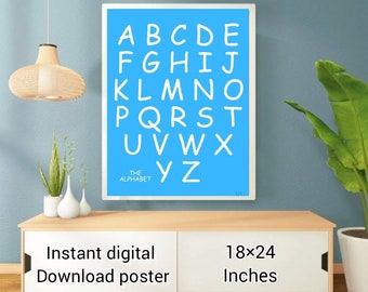 THE ALPHABET poster, english curriculum,  printable posters, preschool , picture , k12, digital download poster, wall decor, classroom decor