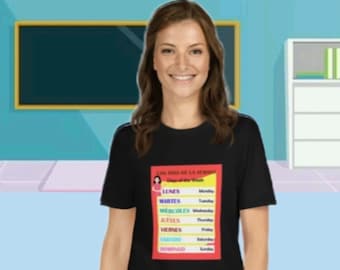 SPANISH TEACHER tees, short-sleeve T-Shirt, unisex tees,black shirt, woman shirt, days of the week,  teachers gift, cool tee, trending tees,