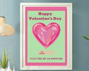 Express Amor and Friendship: Bilingual Spanish-English Poster for Valentine's Day and Dia de la Amistad, printable love art, heart posters