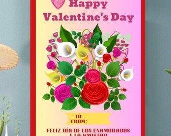 Express Your Love: Valentine's Poster, Captivate Hearts with a Valentine's Poster Gift  in English and Spanish , printable poster, wall art