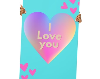 HEART Poster, Handmade Posters, spreading Love, turquoise posters, big heart wall art, valentine's gift ideas , dia de San valentin,