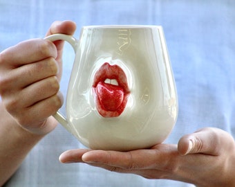 Lip with lipstick and tongue/Coffee Mug/ Tea Mug