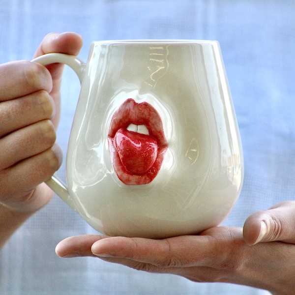 Lip with lipstick and tongue/Coffee Mug/ Tea Mug
