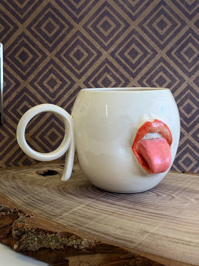 Lip With Lipstick and Tongue/coffee Mug/ Tea Mug Etsy