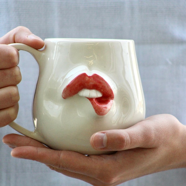 Biting Lips Coffee Mug/ Lips Mug/ Coffee Mug/ Mug