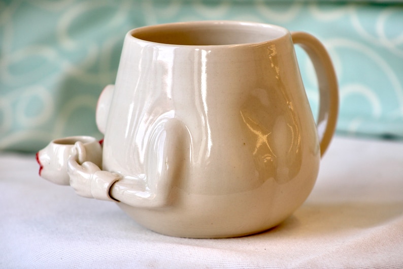 Ceramic Mug/ Lip Mug drinks from Lip mug/ pottery Mug/ Ceramic Mug with Sculpture image 6
