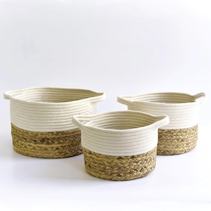 Handmade (White) Woven Seagrass Storage Basket | Basket Organizer | Sea Grass Basket | Woven Basket | Home Storage | Home Decor Storage