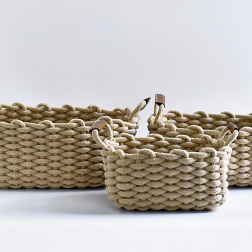 Handmade white Cotton Rope Basket Woven Storage Basket Etsy
