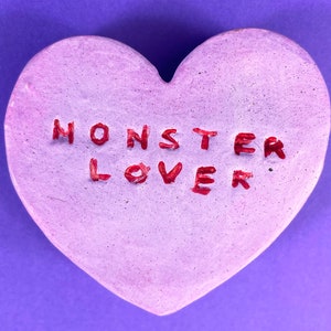 Pastel Purple Monster Lover Candy Heart Brooch