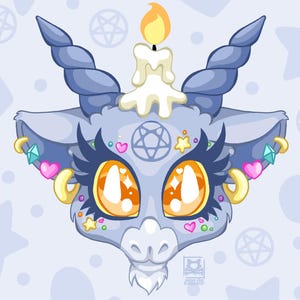 Kawaii Baphomet Blue A4 Premium Print