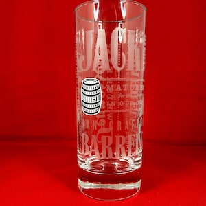 Jack Daniels Barrel Tall Glass, Jack Daniel&#39;s Tumbler, Old No 7 Brand, Tennessee Whiskey, Jack Daniels Highball Glass, Barware, Bar