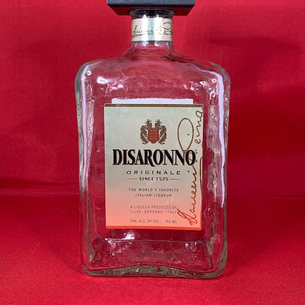 EMPTY Disaronno Glass Bottle, Disaronno 750 mL Glass Bottle, Mancave, Craft, Amaretto Liqueur, Italian Liqueur Since 1525