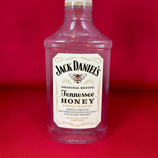 EMPTY Jack Daniels Honey Whiskey Plastic Bottle, 375 mL Empty Bottle, Jack Daniels Tennessee Honey Whiskey, Barware, Mancave, Decoration