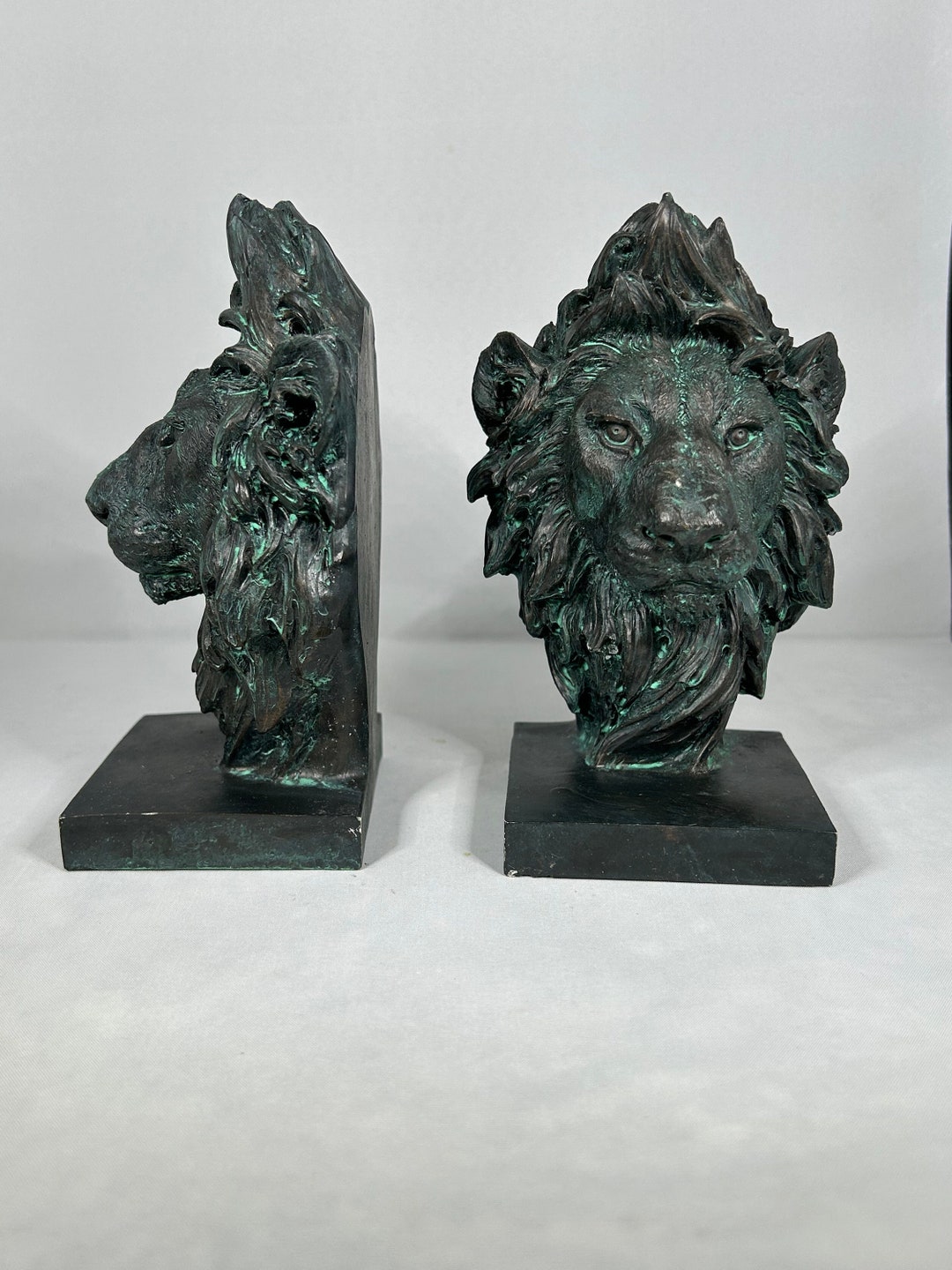Lion With Mane Bookends Wildlife Lion Head Bookends Etsy