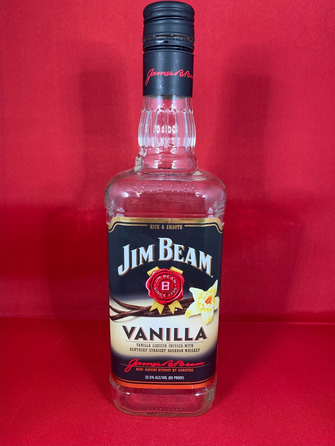 EMPTY Jim Beam Vanilla Whiskey Glass Bottle, 750ml, Alcohol, Mancave