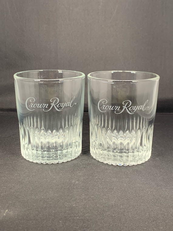 Vintage Crown Royal Fancy Whiskey Glasses Crown Royal Ribbed