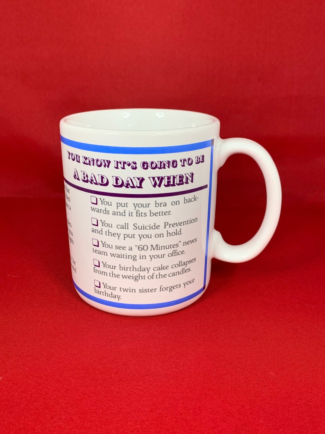Bad Day Checklist Coffee Mug, It's going to be a Bad Day Mug, Negative ...