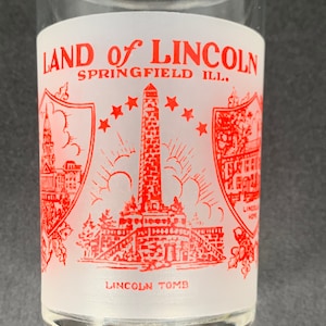 Vintage Abraham Lincoln Shot Glass, Land of Lincoln Shot Glass, Lincoln Tomb Home and State Capitol, Springfield Illinois