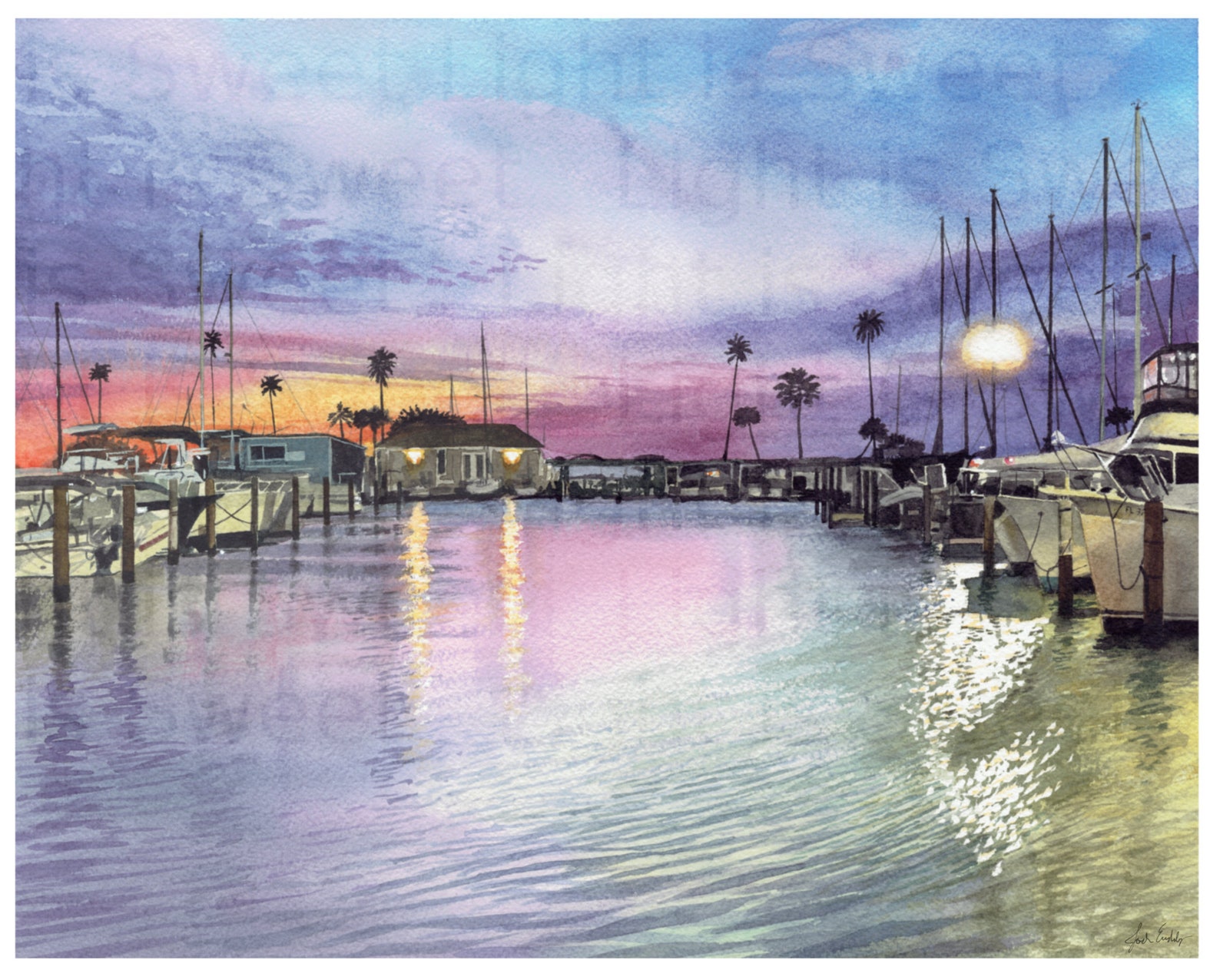 Dunedin Florida Marina Original Artwork Watercolor Painting Etsy