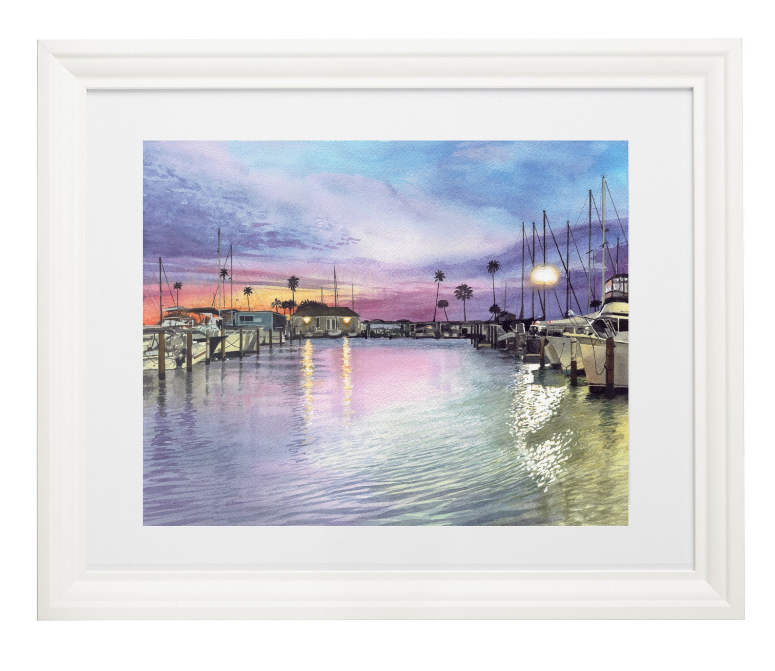 Dunedin Florida Marina original Artwork Watercolor Painting Unframed