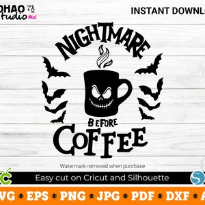 Jack Skellington, Jack Skellington Coffee, Halloween SVG, Digital Download, Svg Files for Cricut, svg, png, Silhouette, Sublimation, DTF