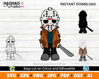 Jason Voorhees, vrijdag de 13e, Jason SVG, Halloween SVG, digitale download, SVG-bestanden voor Cricut, SVG, PNG, silhouet, sublimatie, DTF