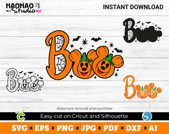 Boo Mouse, Pumpkin svg, Boo pumpkin, Halloween SVG, Digital Download, Svg Files for Cricut, svg, png, Silhouette, Sublimation, DTF