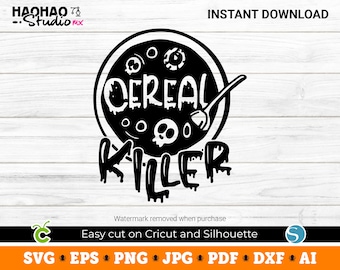 Cereal Killer, Funny shirt, Halloween SVG, Digital Download, Svg Files for Cricut, svg, png, Silhouette, Sublimation, DTF