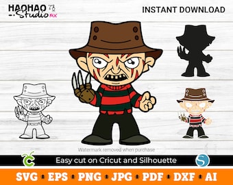 Freddy Krueger, Elm Street, Freddy Svg, Halloween SVG, Digital Download, Svg Files for Cricut, svg, png, Silhouette, Sublimation, DTF