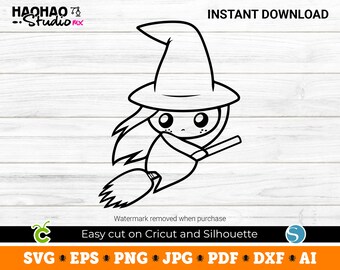 Little Witch, Little Witch svg, witch svg, Halloween SVG, Digital Download, Svg Files for Cricut, svg, png, Silhouette, Sublimation, DTF