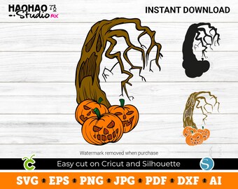 Haunted Tree, Pumpkin svg, Haunted, Halloween SVG, Digital Download, Svg Files for Cricut, svg, png, Silhouette, Sublimation, DTF
