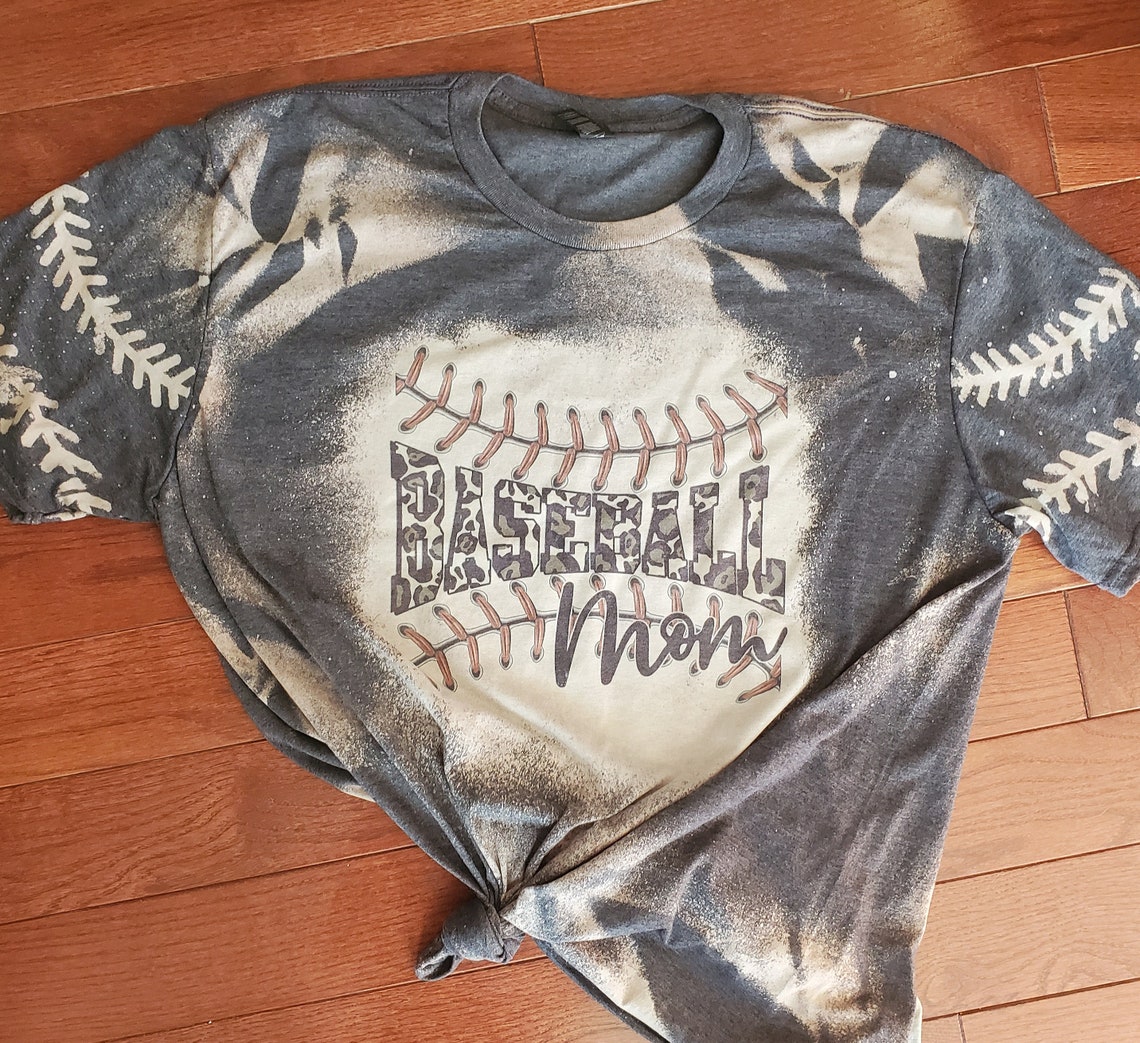 Baseball Mom Tshirt / Custom Bleached / Lightweight Short Etsy