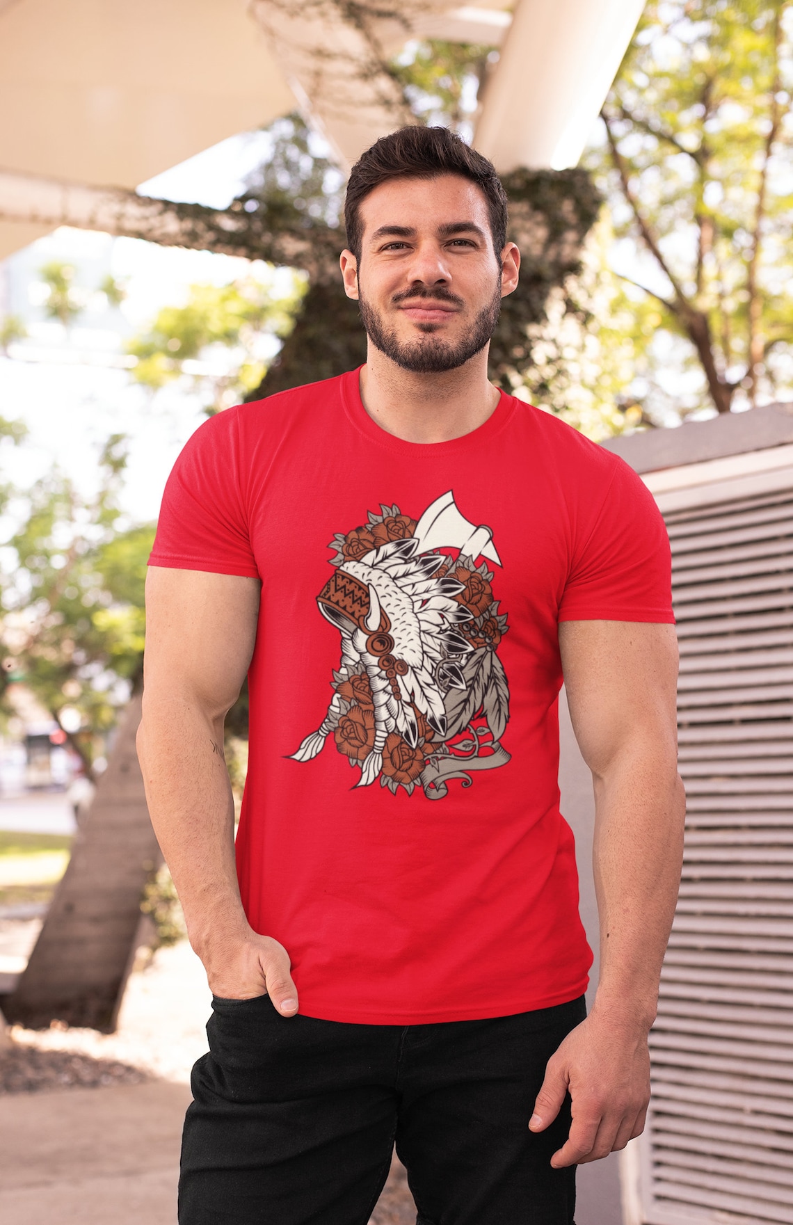 T-shirt Unisexe Adulte Motif Amérindien – Flèche – Naturel – Taille S – Neuf