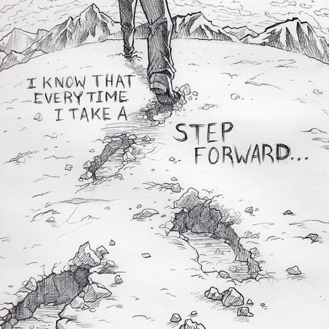 One More Step Grief Art Poem Series Pencil Drawing Prints Etsy Australia