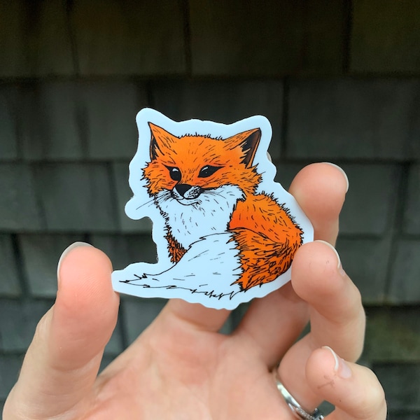 Little Red Fox Vinyl Sticker 2" Durable Weatherproof Waterproof Cute Alaska Red Canidae Fluffy Animal Mammal Wildlife Critter Small Smol