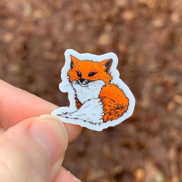 Mini 1” Little Red Fox Vinyl Sticker Cute Small Tiny Alaskan Durable Weatherproof Waterproof Alaska Animal Filler Lil Wildlife Chickadoot