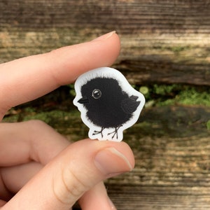 Mini 1” Fat Baby Raven Vinyl Sticker Cute Tiny Small Little Corvid Crow Bird Birb Borb Filler Durable Weatherproof Waterproof Chickadoot