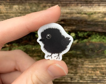 Mini 1” Fat Baby Raven Vinyl Sticker Cute Tiny Small Little Corvid Crow Bird Birb Borb Filler Durable Weatherproof Waterproof Chickadoot