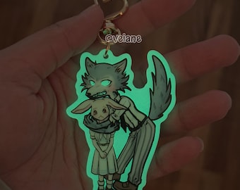Legoshi and Haru from Beastars Glow in the dark double sided acrylic charm