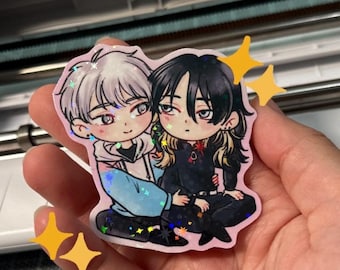 pink heart jam holographic sticker