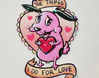 Courage the Cowardly Dog holographic sticker