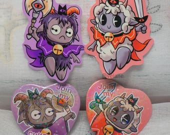 COTL/Cult of the Lamb and Goat button stickers