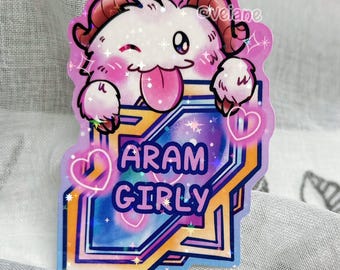 League of Legends/LOL esport Aram girly poro kawaii holographic sticker