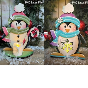 Estantería con forma de pingüino, estantería con forma de vela de té con forma de pingüino, bandeja de niveles con forma de pingüino, pingüino de bastón de caramelo, pingüino copo de nieve SVG, Plum Purdy
