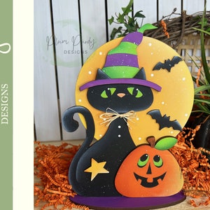 Halloween Shelf Sitter, Gatto Nero, File SVG laser, Halloween, Gatto Nero Shelf Sitter, File SVG laser spettrale, Pipistrello, Stella, Luna