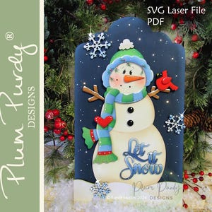 File SVG con taglio laser pupazzo di neve/Decorazione pupazzo di neve/Appoggia mensola pupazzo di neve/SVG invernale/Let It Snow/Appoggia mensola invernale/Plum Purdy Designs