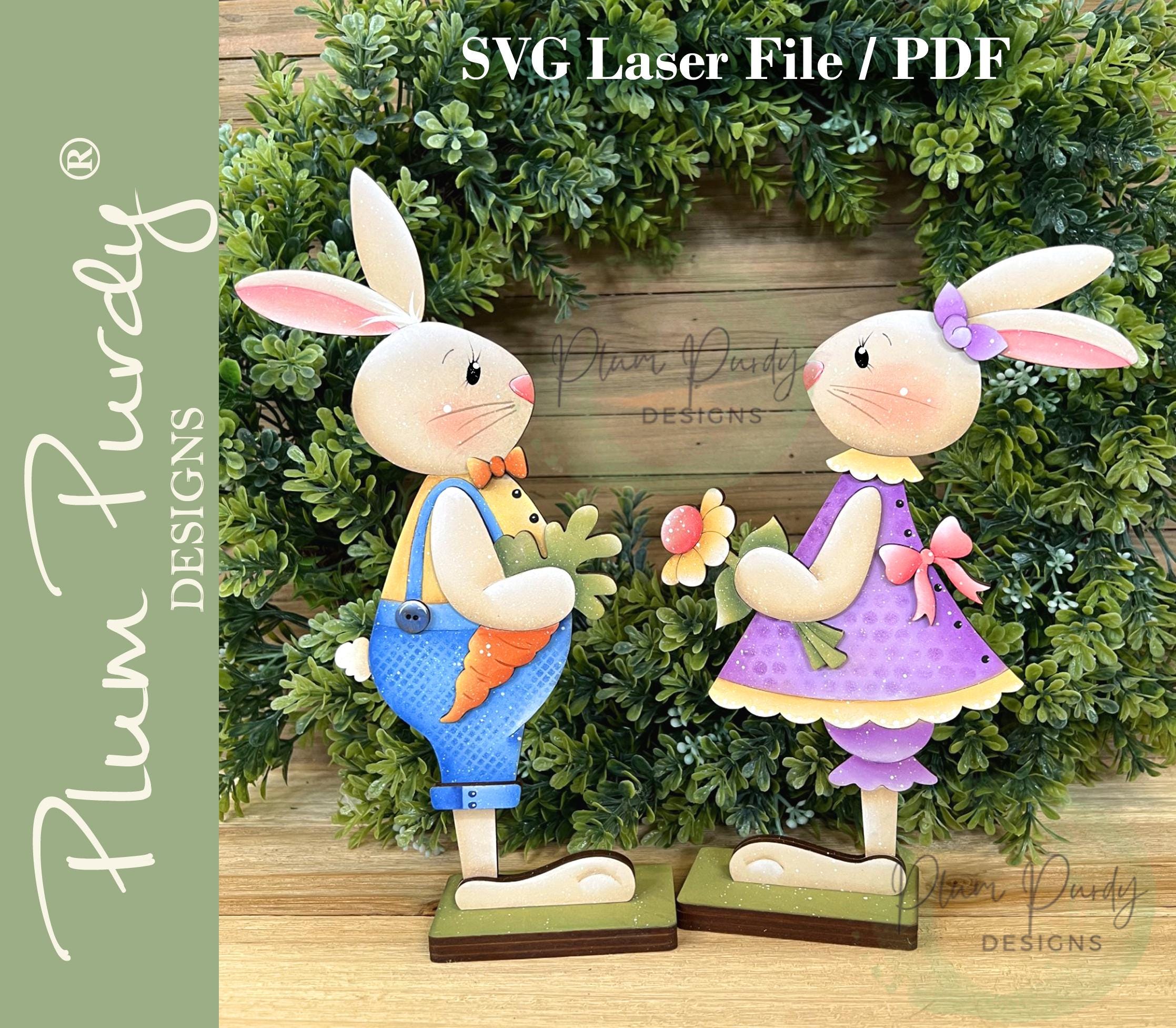 Spring Bunny Shelf Sitters SVG Laser Cut File, Spring Decor, Bunny Set ...